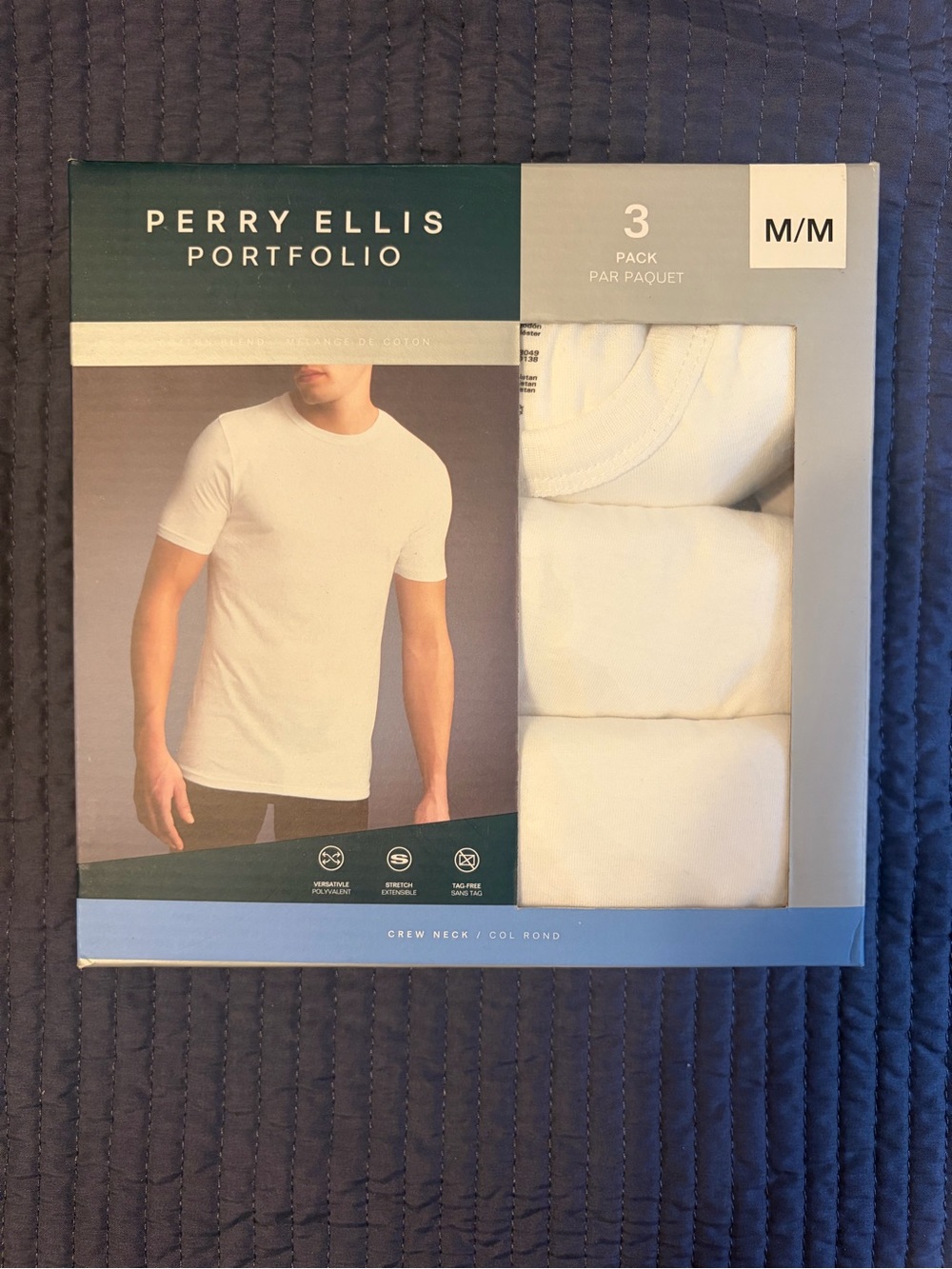Perry Ellis White Crew Neck 3-Pack T-Shirts